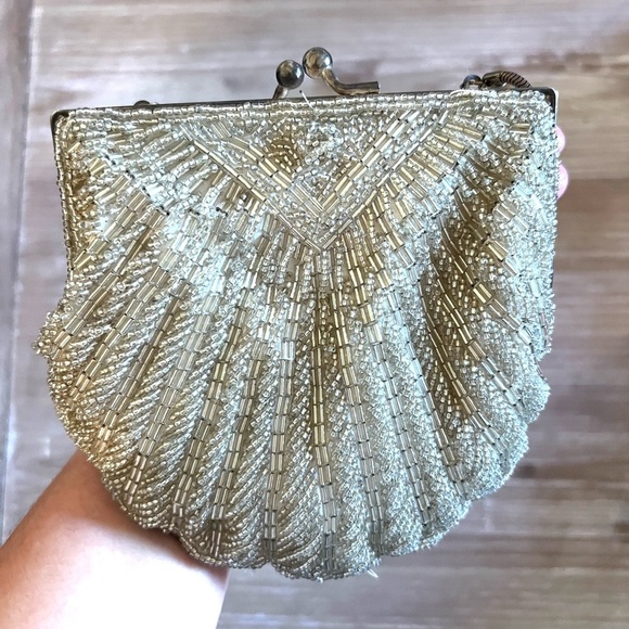 Vintage Silver Beaded Shoulder Bag - Picture 3 of 4